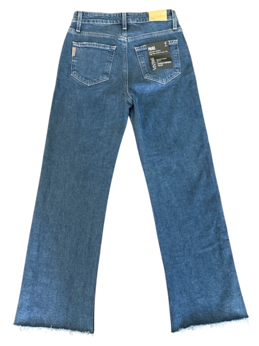 PAIGE Leenah Ankle High Rise Trouser Leg Jeans Raw Hem Gracie Lou NWT 25 - Picture 5 of 16